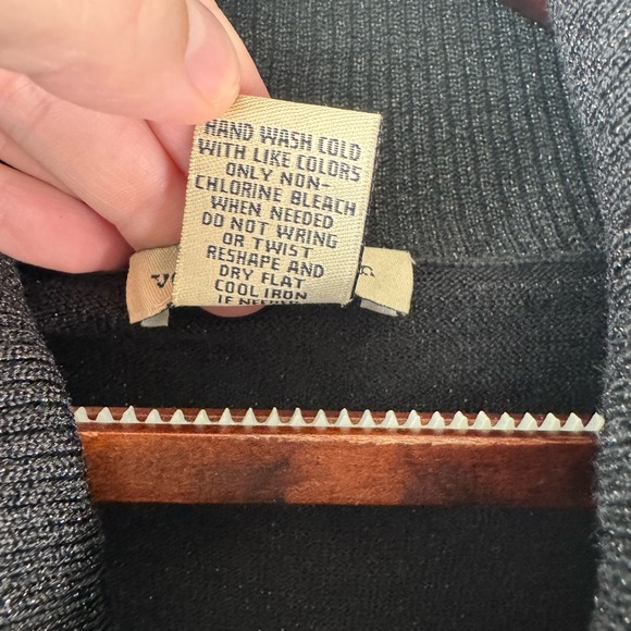 Vertical Designs Cowl Neck Metallic Black Knit Womens Sweater Size Large - Picture 5 of 9